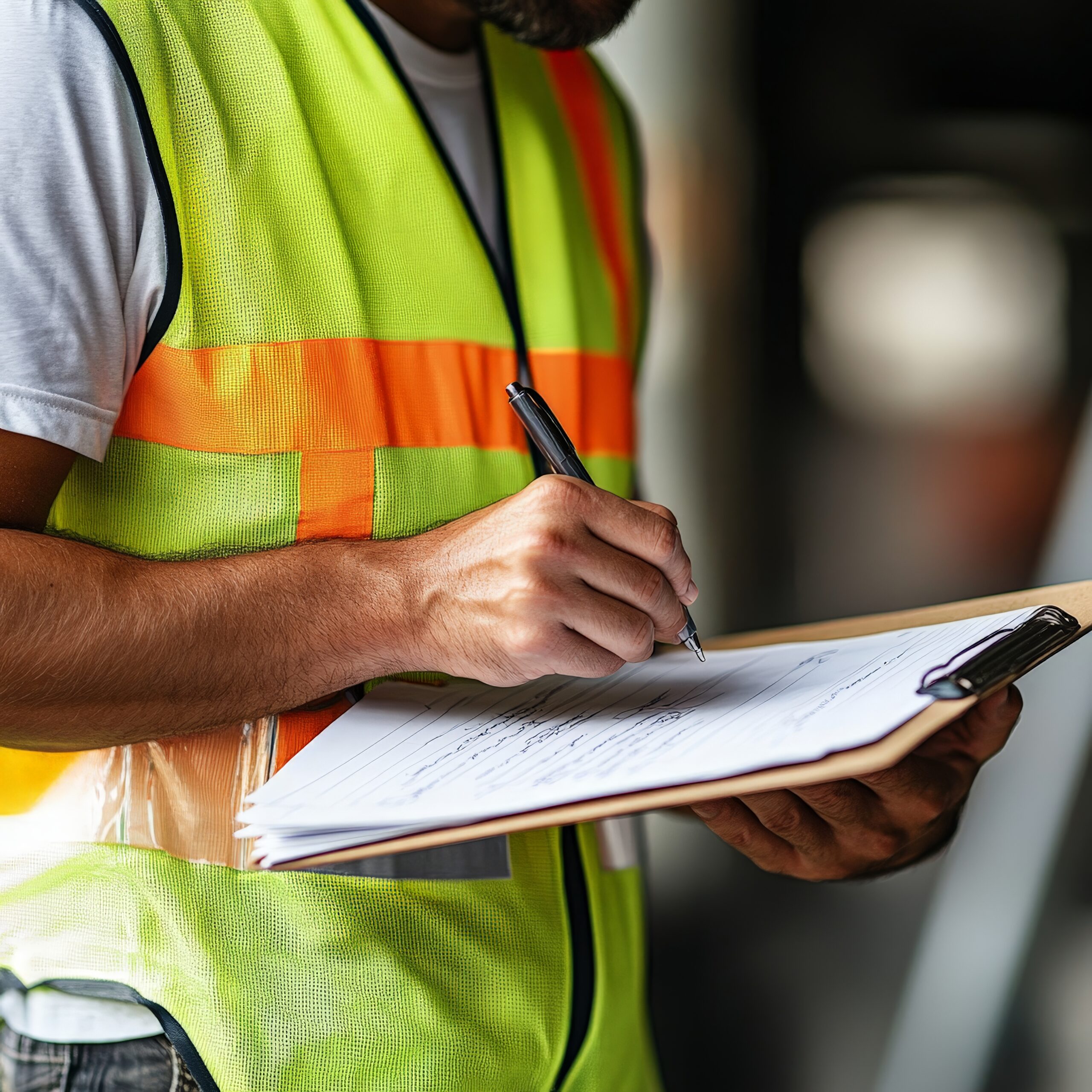 Construction Site Inspection by Professional Team construction inspector consulting on-site, checking materials and structural integrity.